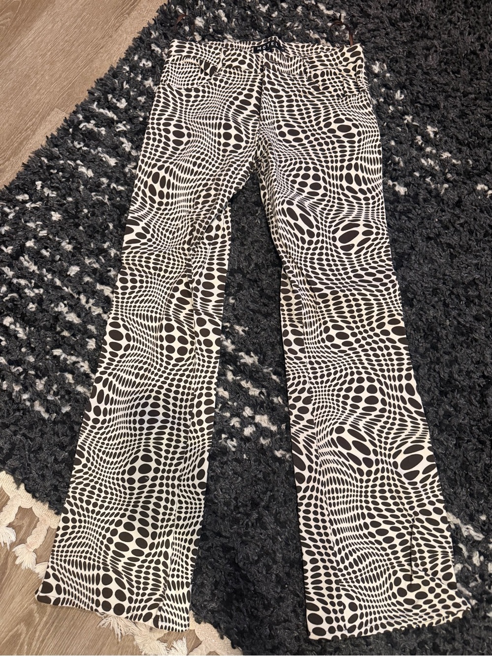 Motel Rocks Brown & White Patterned Flare Jeans - Women